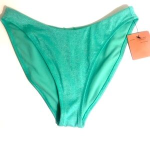 Shade & Shore High Waist Cheeky Bikini Bottom Sparkly Green